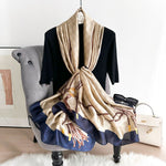 ElegantStrings Long Satin Scarf Beige