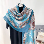 PatternPlay Long Viscose Cotton Scarf Blue