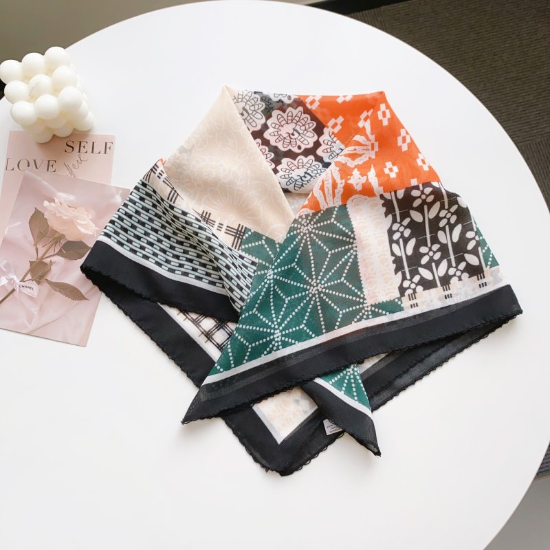 WaveForm Satin Curve Edged Multicolour Scarf
