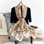 AbstractElegance Long Satin Scarf Brown