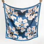 BloomEssence Small Square Satin Scarf Blue