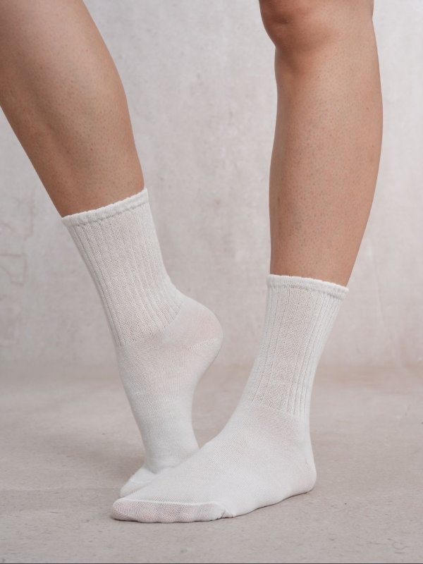 SoleEdit White Crew Socks Combo Pair of 4