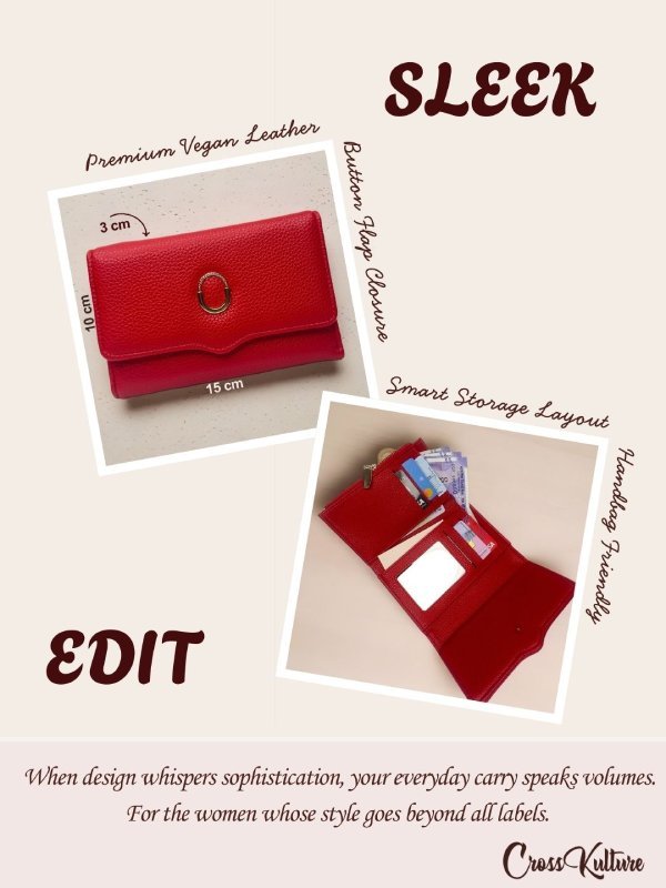 CrossKulture - CrimsonClutch lightweight clutch bag infographic image with features