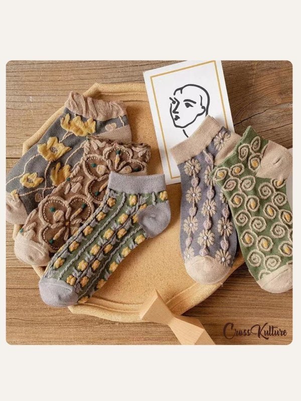 CrossKulture - SoleBuds floral ankle socks lifestyle view