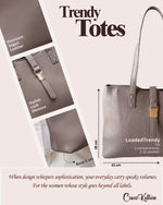 CrossKulture - LoadedTrendy Tote Bag infographic image showing fabric, features and detailing