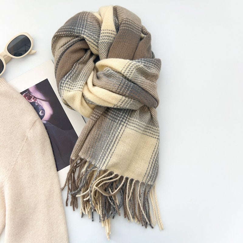 FrostWeave Cashmere Checkered Scarf