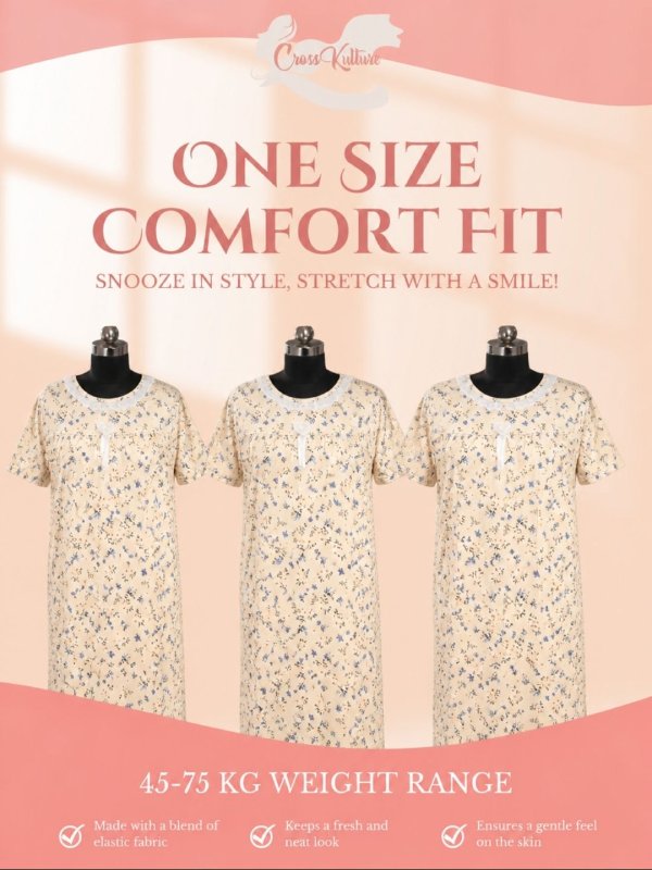 GardenDreams Floral Printed Night Gown Peach