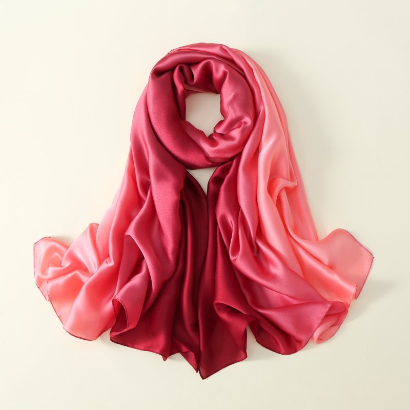 CrossKulture - RubyOmbre satin long scarf with folded style view