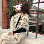 PrintedCalm Square Viscose Cotton Scarf White