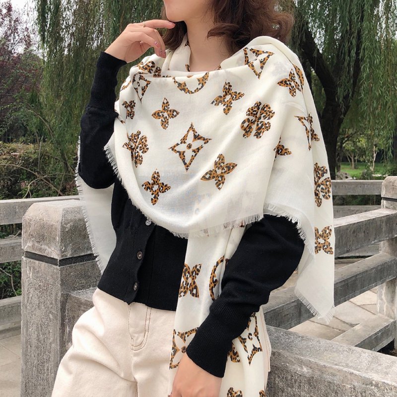 PrintedCalm Square Viscose Cotton Scarf White