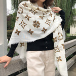 PrintedCalm Square Viscose Cotton Scarf White