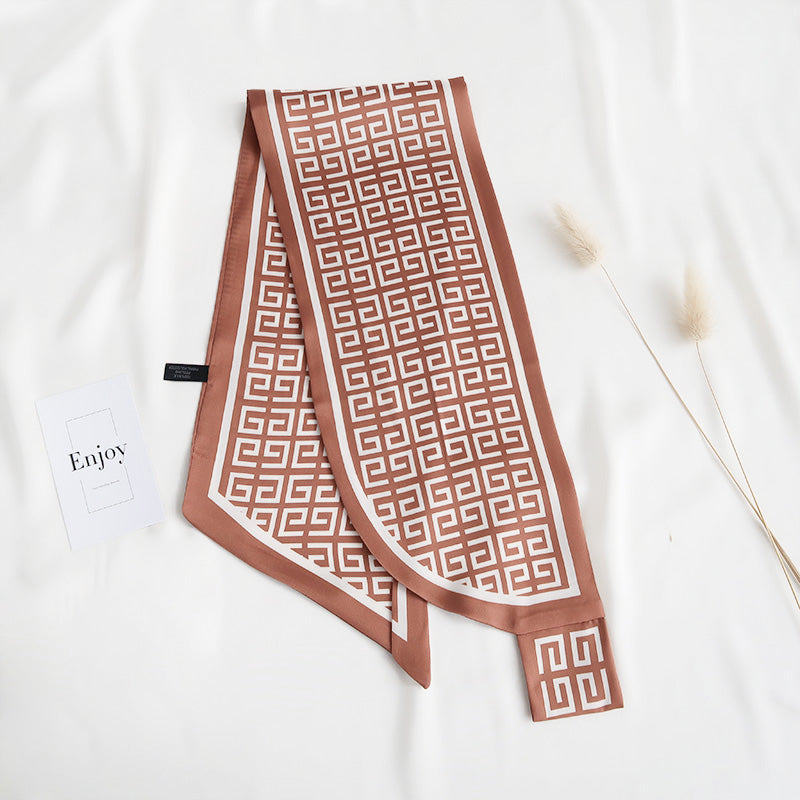 RunwayMood Satin Neck Scarf Brown