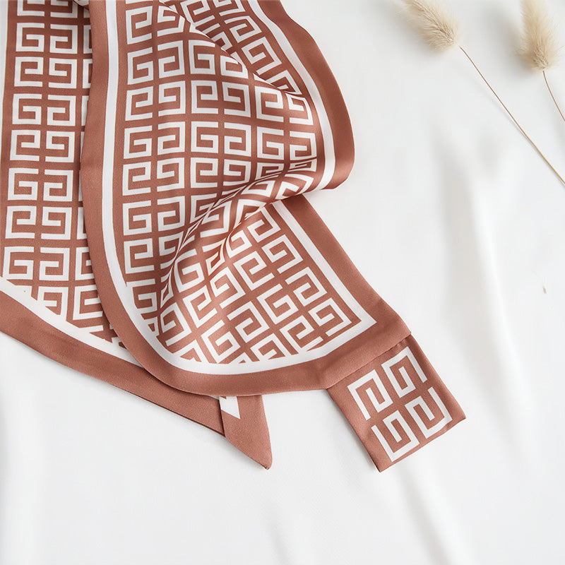 RunwayMood Satin Neck Scarf Brown