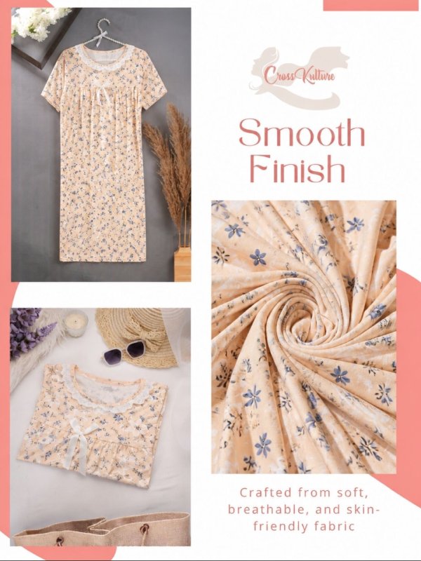FloralSleep Floral Printed Night Gown Pink