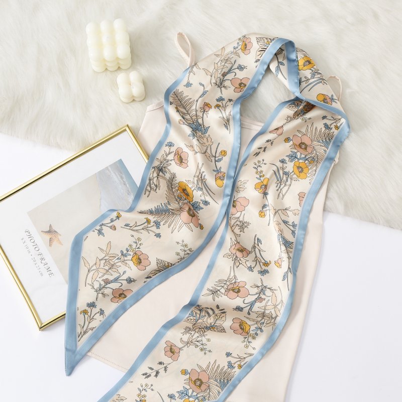 RibbonStudio Satin Ribbon Scarf Blue