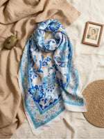 CrossKulture - AquaSpring Small Square Satin Scarf Blue round style view