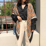 PrintedPoetry Square Viscose Cotton Scarf Brown