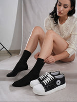 SoleComfies Black Crew Socks Combo Pair of 4