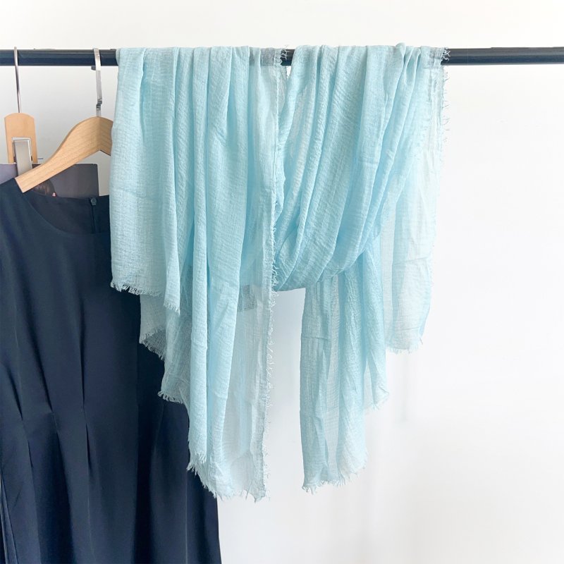 FrozenGrace Blue Crinkled Cotton Scarf