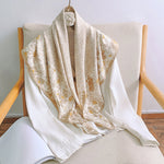 BloomingBorder Satin Twill Scarf Square Beige