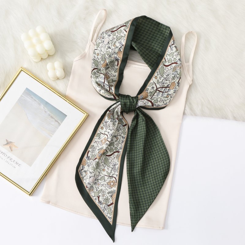 RibbonEdit Satin Ribbon Scarf Green