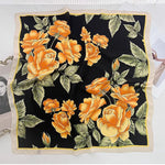 GardenGrace Small Square Satin Scarf Black