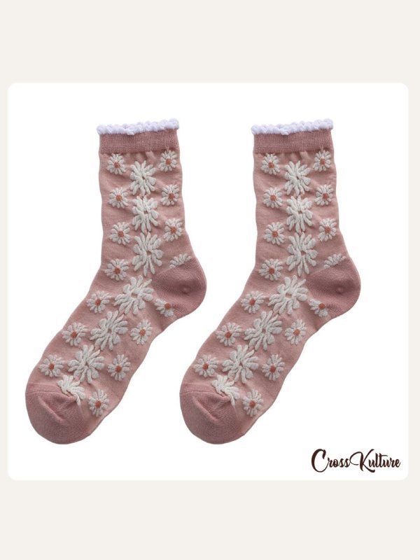 CrossKulture - SoleHugs pink crew socks