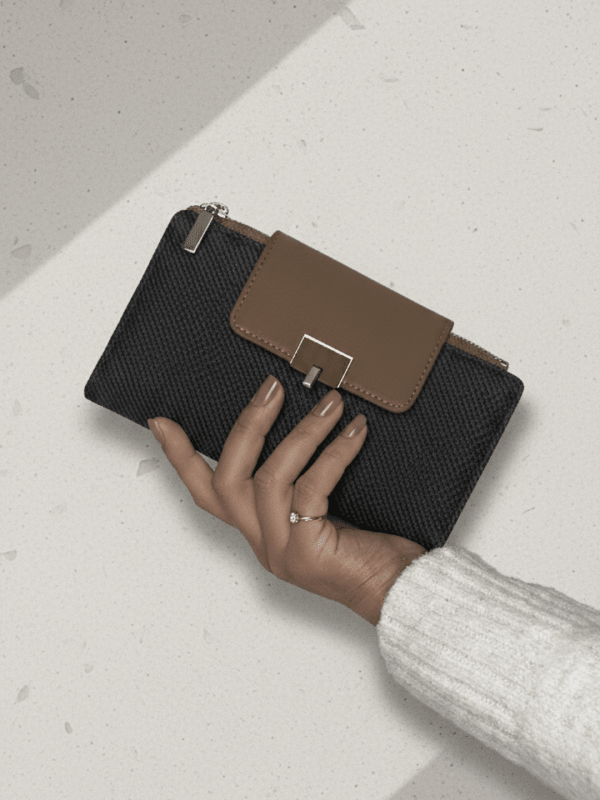 CrossKulture -PristineCarry lightweight long wallet front view in model hand