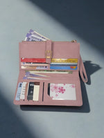 CrossKulture - SilkCarry lightweight long wallet inner view showing zip compartment and storage pockets
