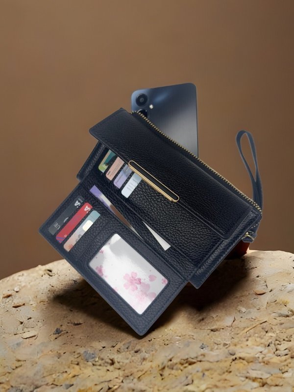 CrossKulture - TimelessCarry lightweight long wallet inner view showing zip compartment and storage pockets