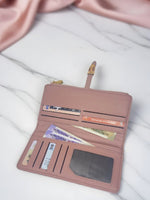 CrossKulture - LuxeCarry lightweight long wallet inner view showing zip compartment and storage pockets