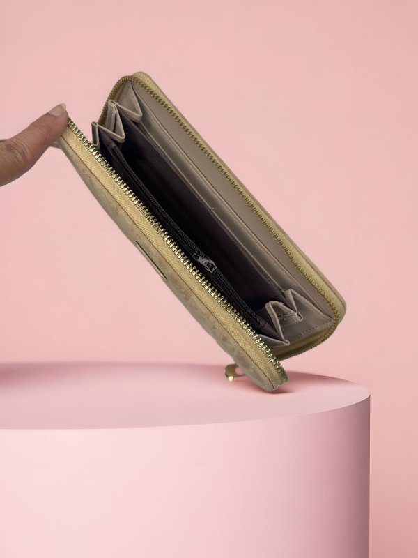 CrossKulture - MonoCarry lightweight long wallet in inner view showing zip compartments and storage pockets