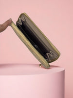 CrossKulture - MonoCarry lightweight long wallet in inner view showing zip compartments and storage pockets