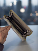 CrossKulture - UrbanCarry lightweight long wallet in inner view showing zip compartments and storage pockets