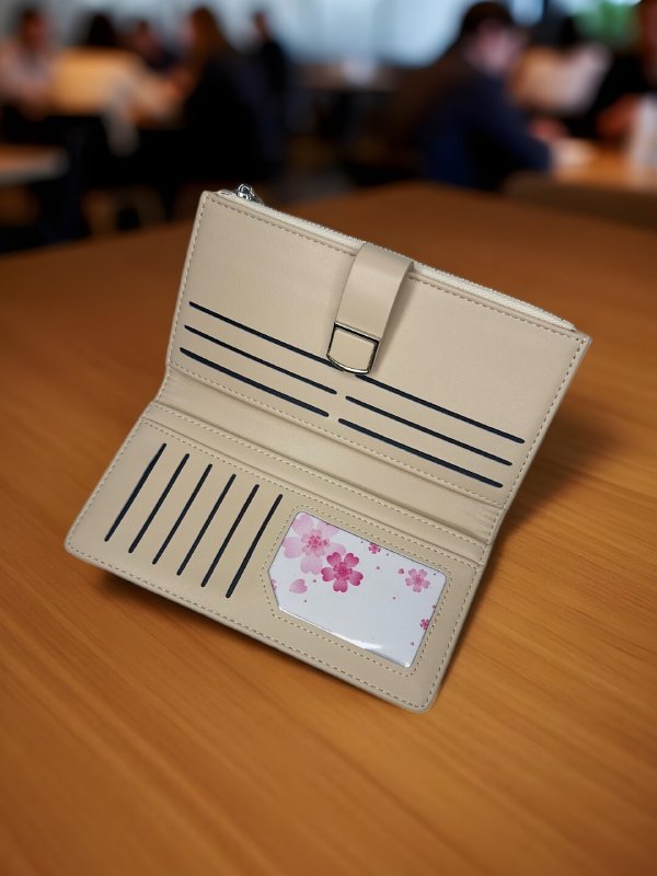 CrossKulture - DuskyCarry lightweight long wallet inner view showing zip compartment and storage pockets