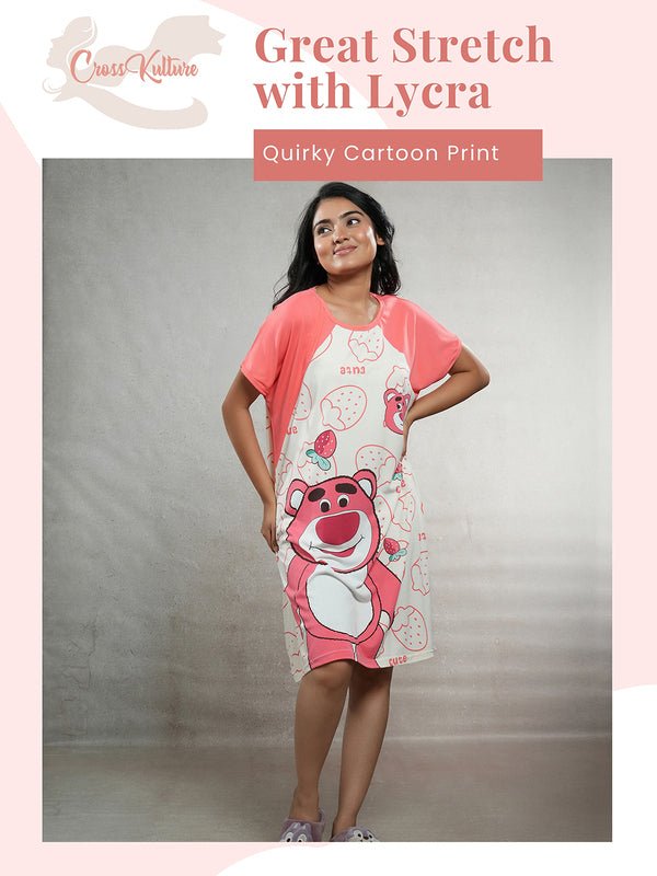 CrossKulture - PlayfulRoar Printed Long Tees nightdress infographic image