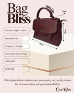 CrossKulture - BlissLite wine handbag infographic about size, features, and design