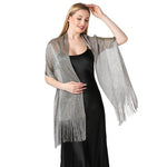 CrossKulture - SilverMist shimmer stole side model view