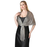 CrossKulture - SilverMist shimmer stole front model view