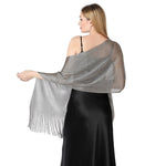 CrossKulture - SilverMist shimmer stole back model view