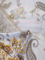 CrossKulture - LavenderWhirl Long Satin Scarf Lavender print detailing view