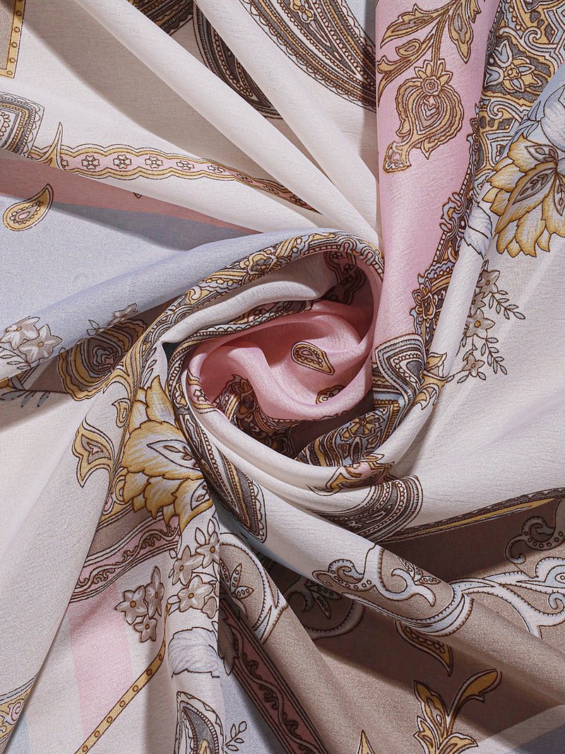 CrossKulture - LavenderWhirl Long Satin Scarf Lavender fabric detailing view