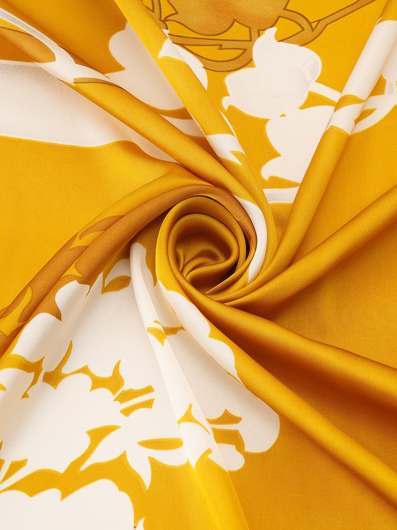 CrossKulture - GoldenAura Long Satin Scarf Golden fabric detailing view