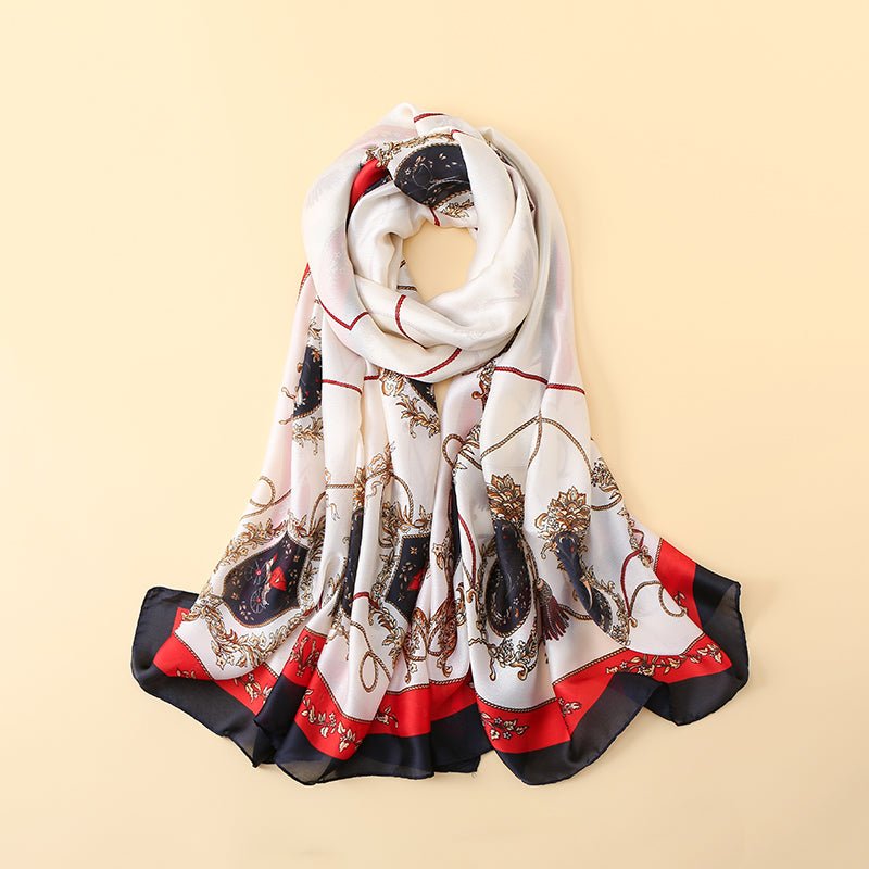 CrossKulture - RoyalChariot Long Satin Scarf Creme round style view