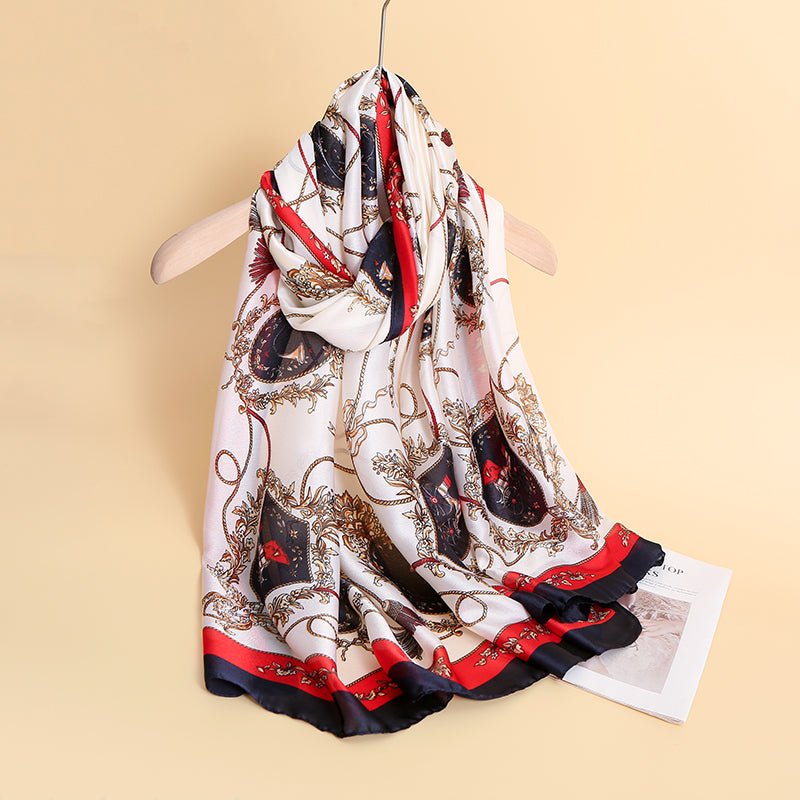 CrossKulture - RoyalChariot Long Satin Scarf Creme round style view