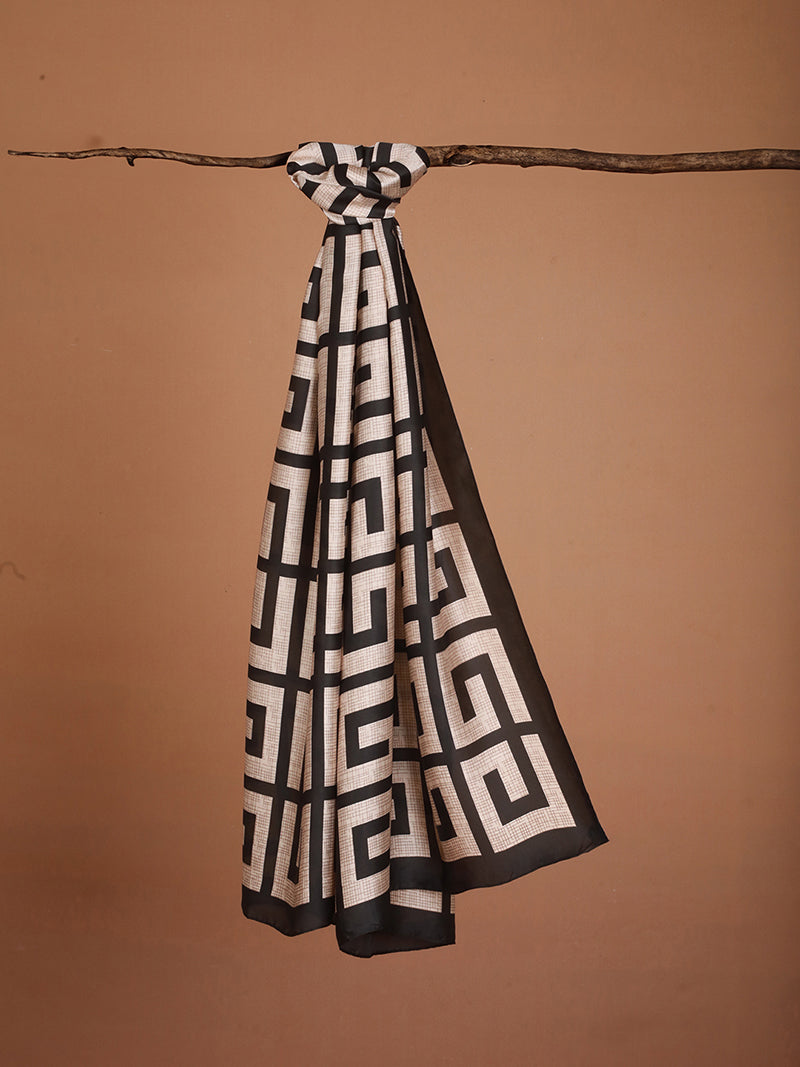 BlackMaze Long Satin Scarf Black