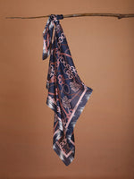 CrossKulture - EntagledChains Large Square Satin Scarf Blue hanging on a handle bar view