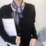CrossKulture - TwilightScene Satin Neck Scarf Navy Blue model front view