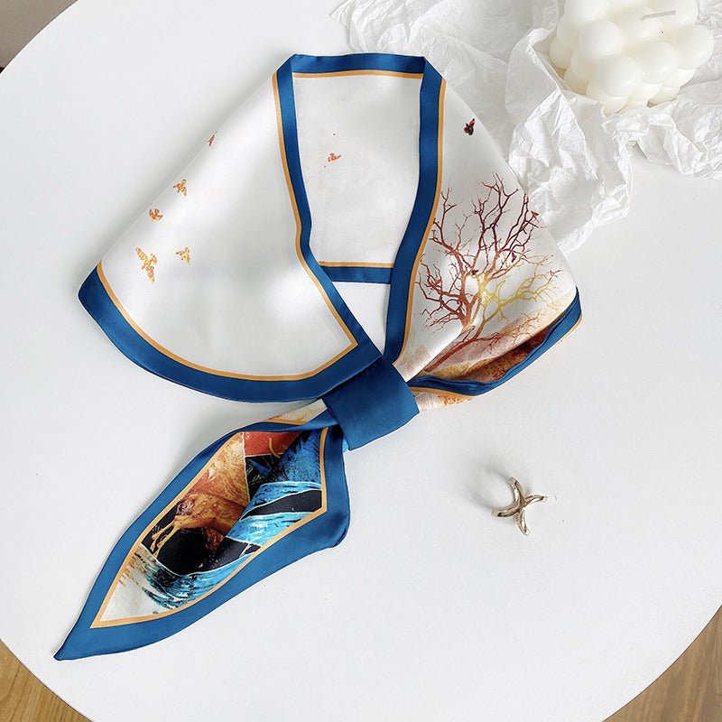 CrossKulture - ForestHorizon Satin Neck Scarf Teal knot style view