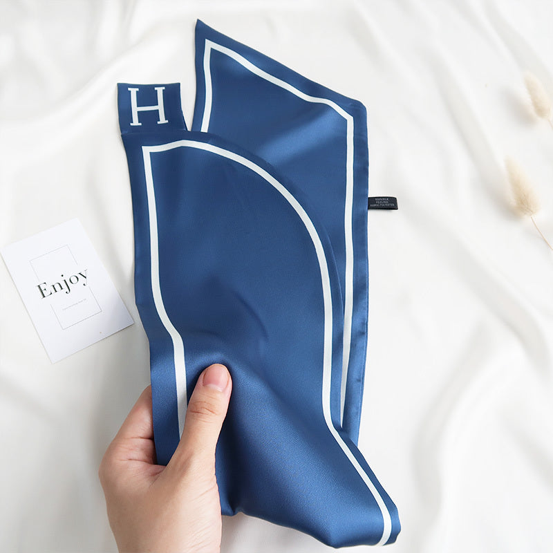 SaphireGrace Satin Neck Scarf Blue